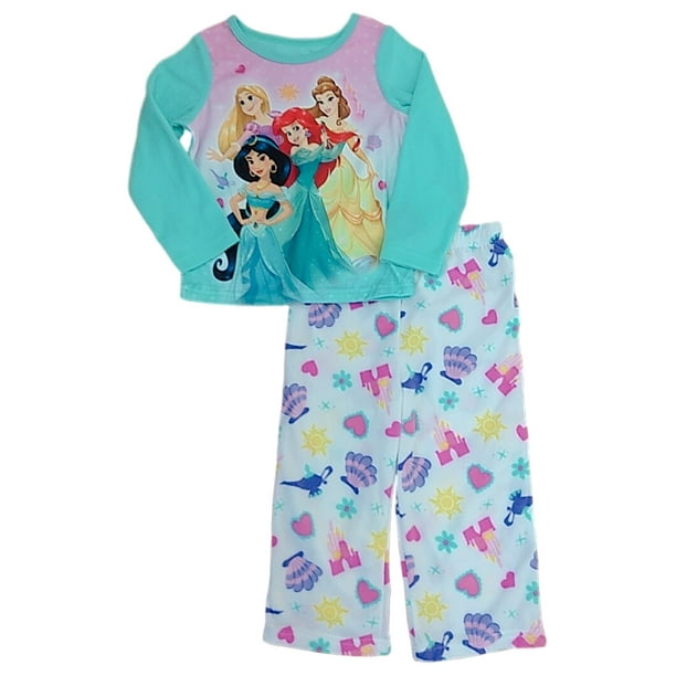 Disney Princesses Girls Pink 2 Piece Long Sleeve Pajama Set Size 2T